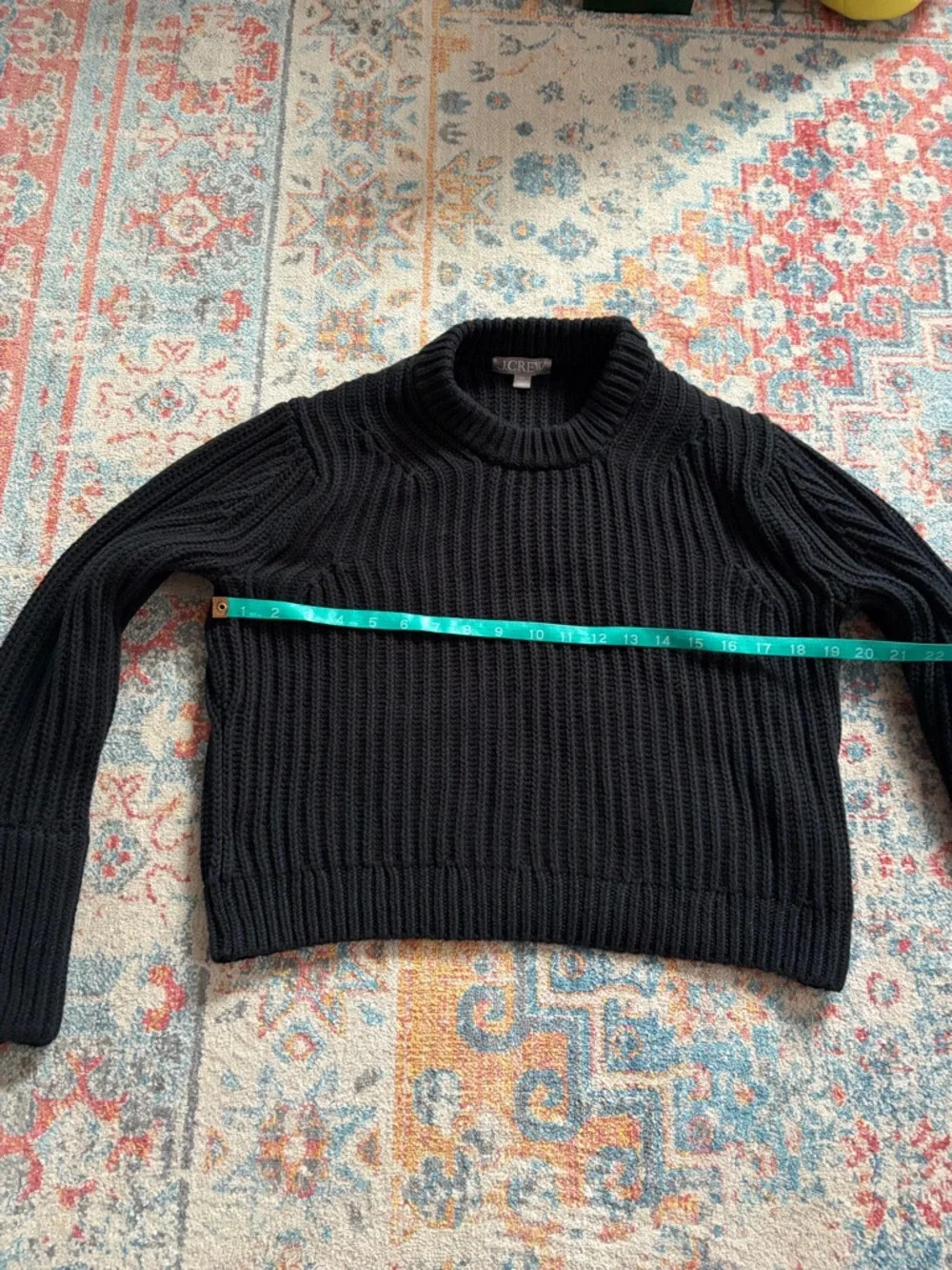 J.Crew black heritage cotton fishermen chunky knit crewneck sweater